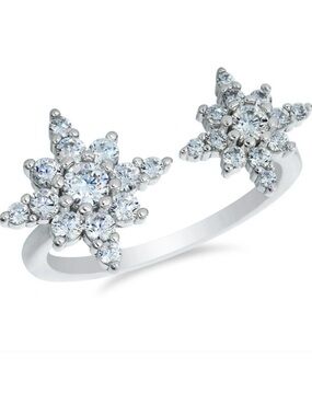 Anna Zuckerman Starry Night Crossover Diamond Crystalline Ring Size 7
